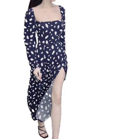 Reformation Sigmund Midi Dress, 2, Blue Splatter Print - Picture 9 of 16